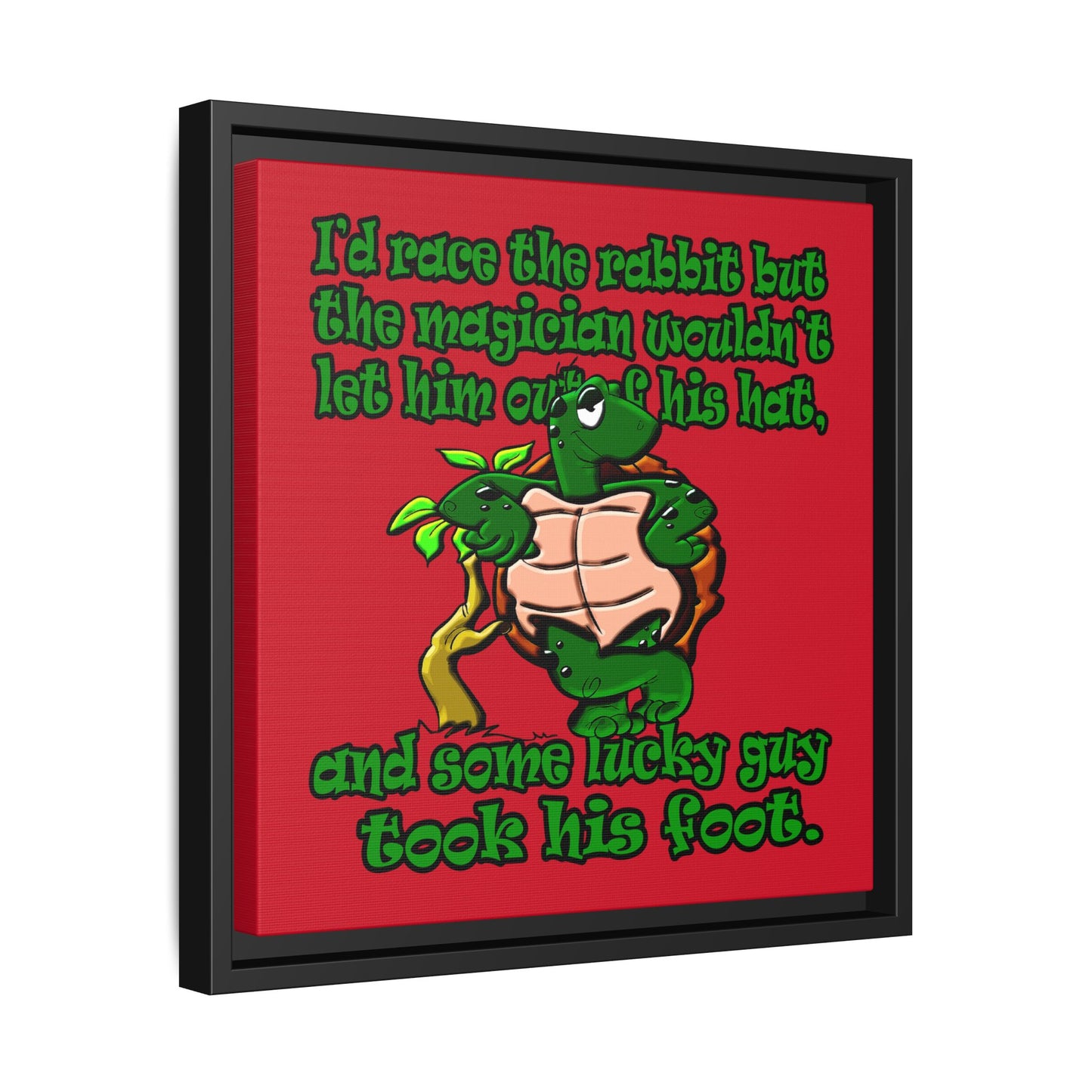 turtle race - framed canvas art (dark red)