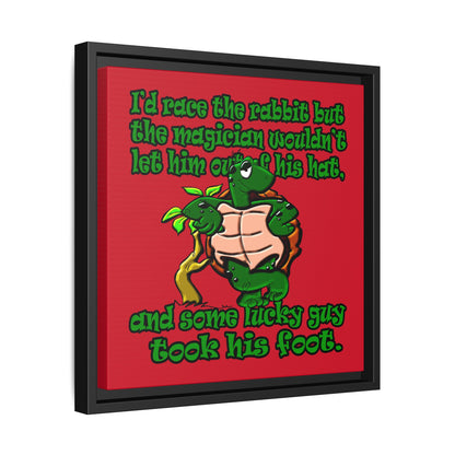 turtle race - framed canvas art (dark red)