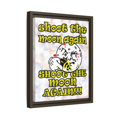 shoot the moon again - framed canvas art (white marble)
