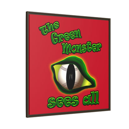 green monster - framed canvas art (dark red)