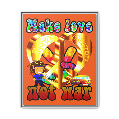 love peace - framed canvas art (orange)