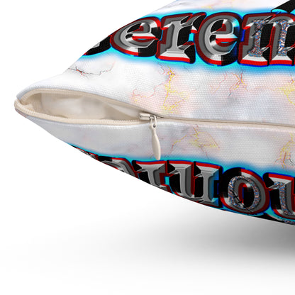 em cee squared - Spun Polyester Square Pillow - (white marble)