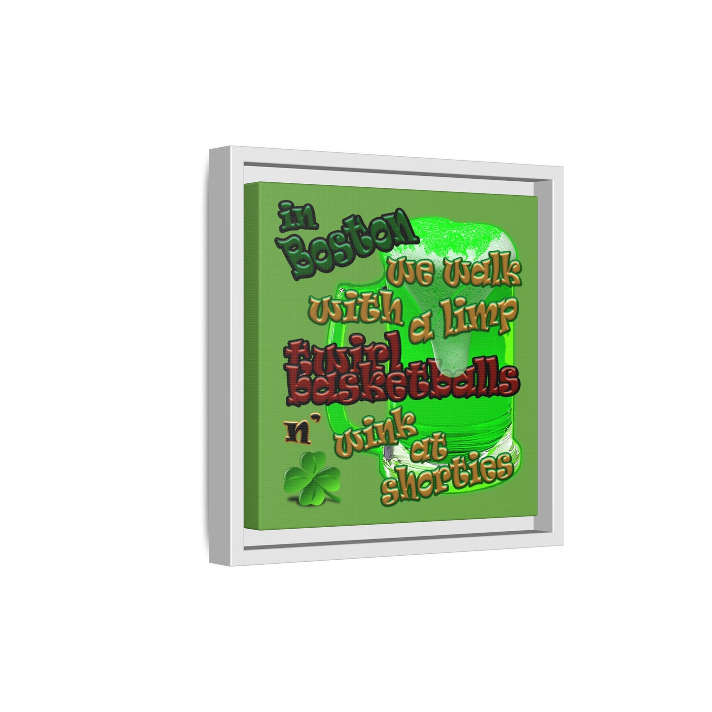 celtics logo - framed canvas art (green)