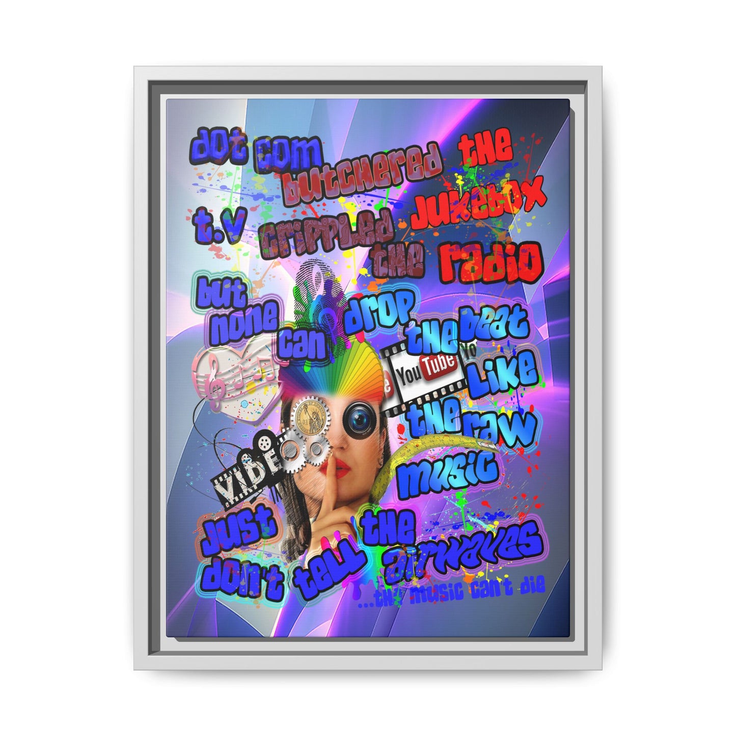 drop the beat - framed canvas art (grey-pink wave)