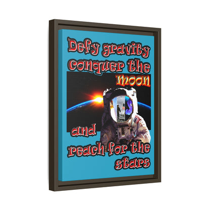 defy conquer reach - framed canvas art (turquoise)