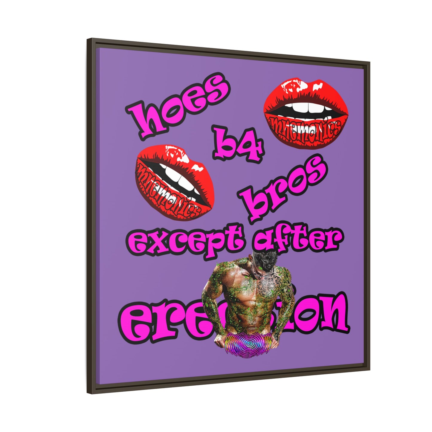 hoes b4 bros - framed canvas art (light purple)