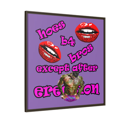 hoes b4 bros - framed canvas art (light purple)