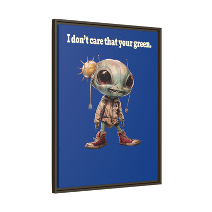 I don't care that your green - framed canvas art (dark blue)