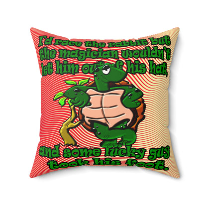turtle race - Faux Suede Square Pillow - (yellow-orange wave)