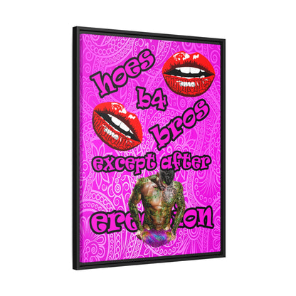 hoes b4 bros - framed canvas art (pink swirl)
