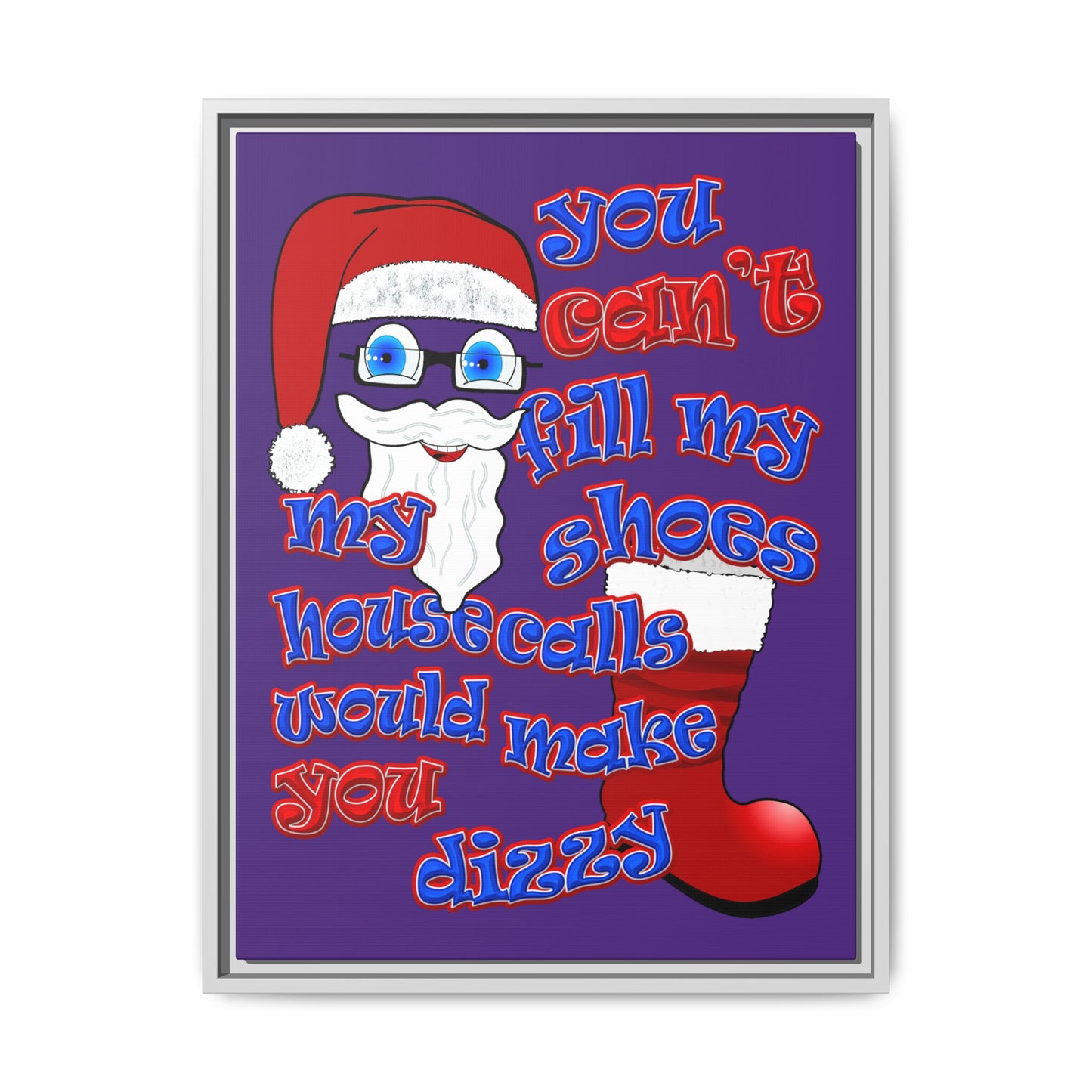 santa's shoes - framed canvas art (purple)