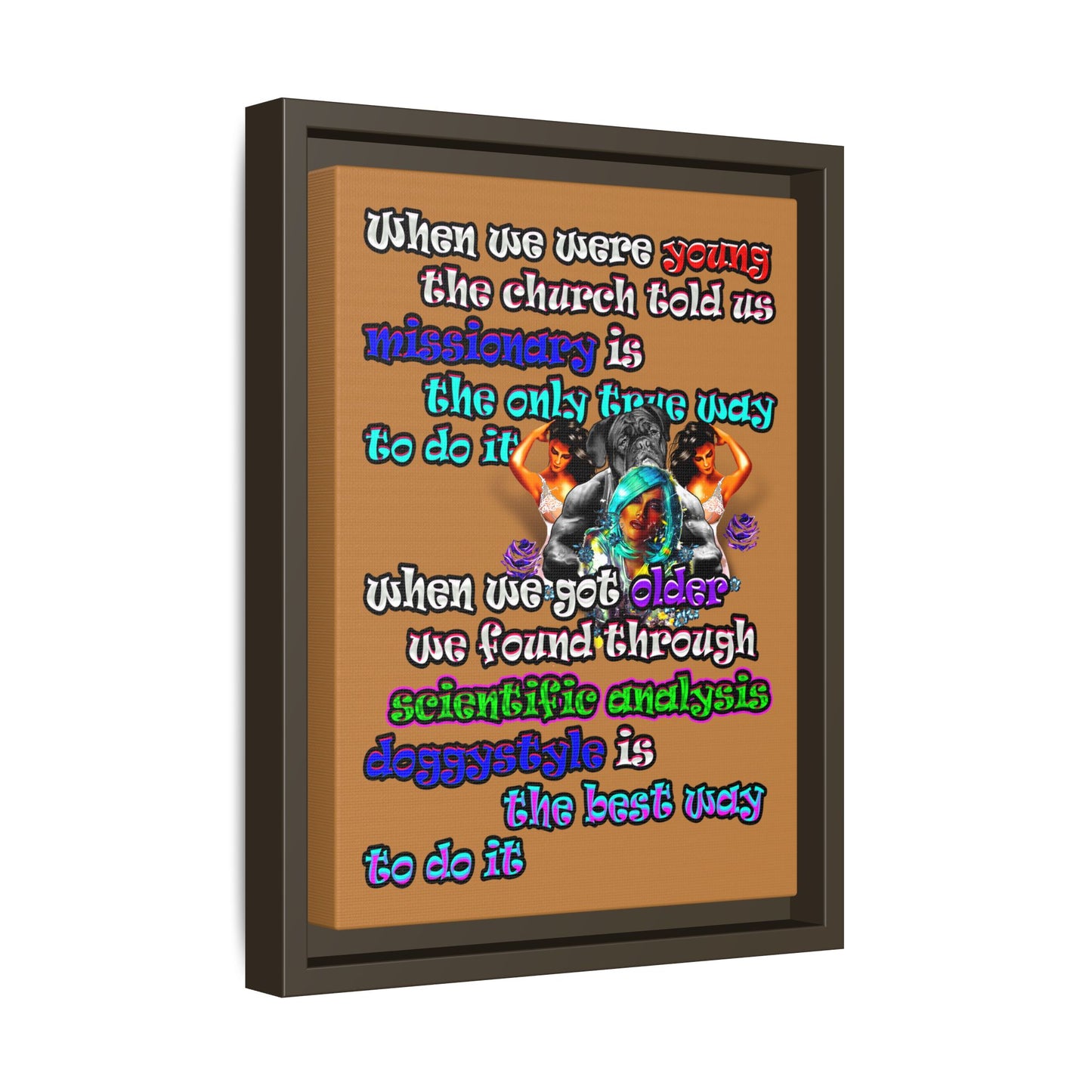 doggystyle - framed canvas art (light brown)