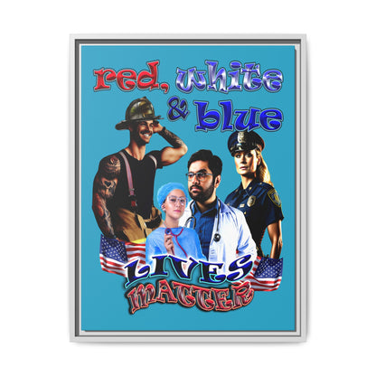 rw&b lives matter - framed canvas art (turquoise)
