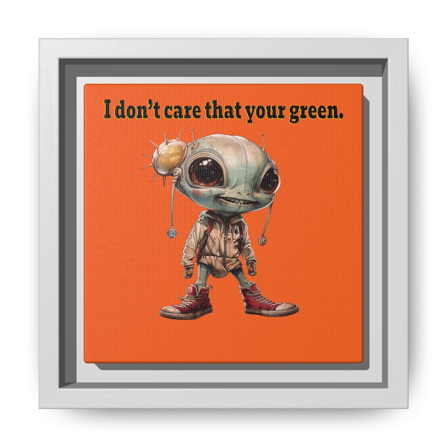 I don't care that your green - framed canvas art (orange)