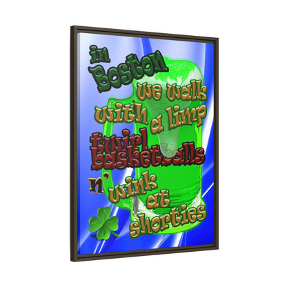 celtics logo - framed canvas art (blue-white wave)