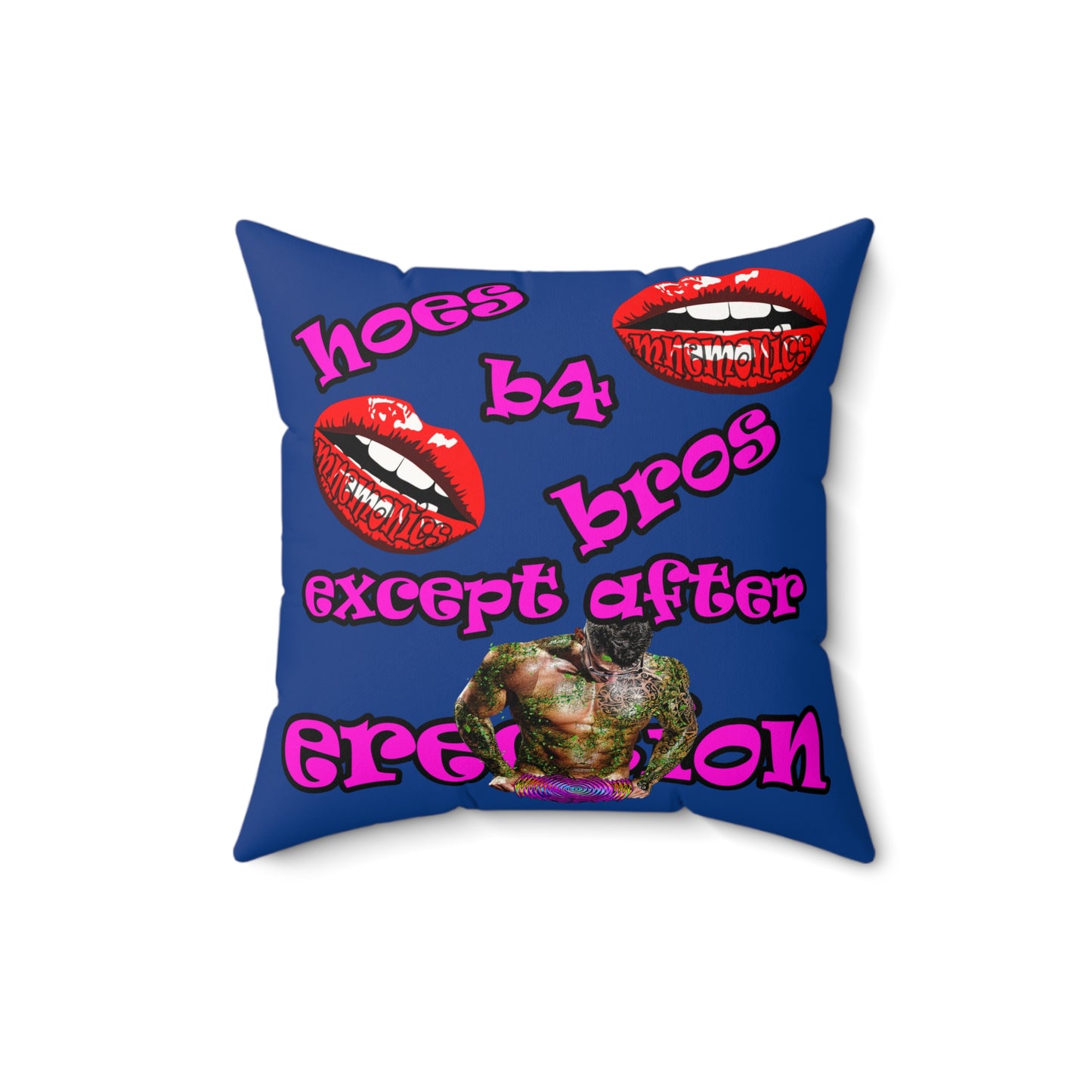 hoes b4 bros - Faux Suede Square Pillow - (dark blue)
