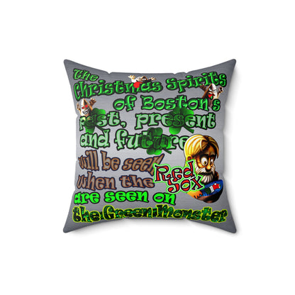 christmas spirits of boston - Spun Polyester Square Pillow - (brushed nickel)