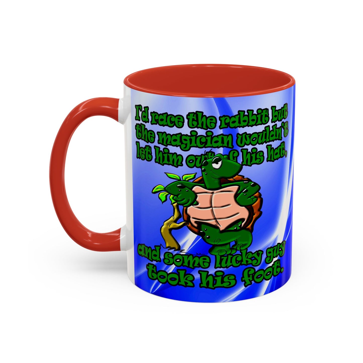turtle race - Accent Mug (blue-white wave)