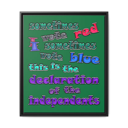 declaration of the independents - framed canvas art (dark green)