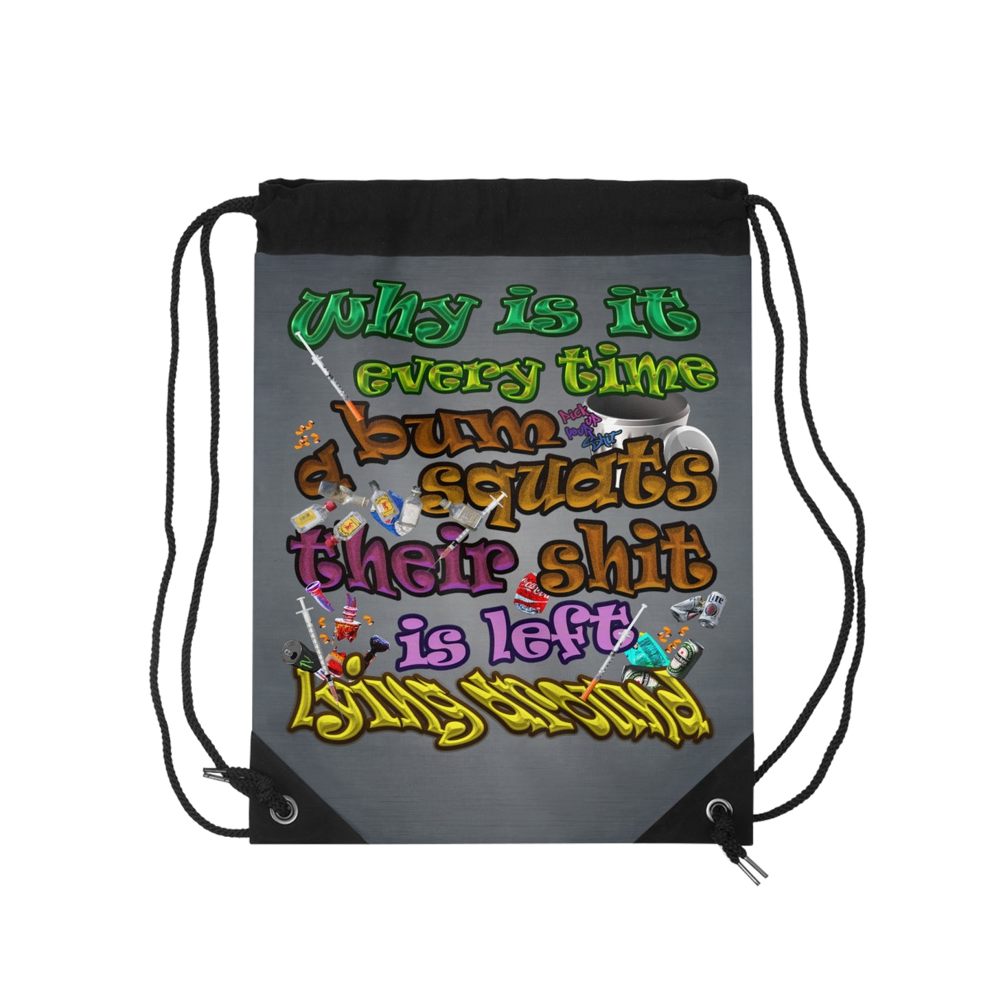 the bum's shit - Drawstring Bag (grey-light grey)