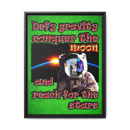 defy conquer reach - framed canvas art (green turf)