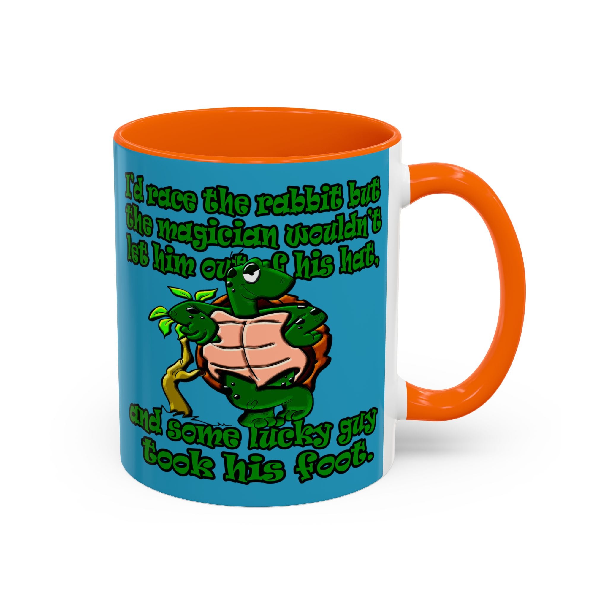 turtle race - Accent Mug (turquoise)