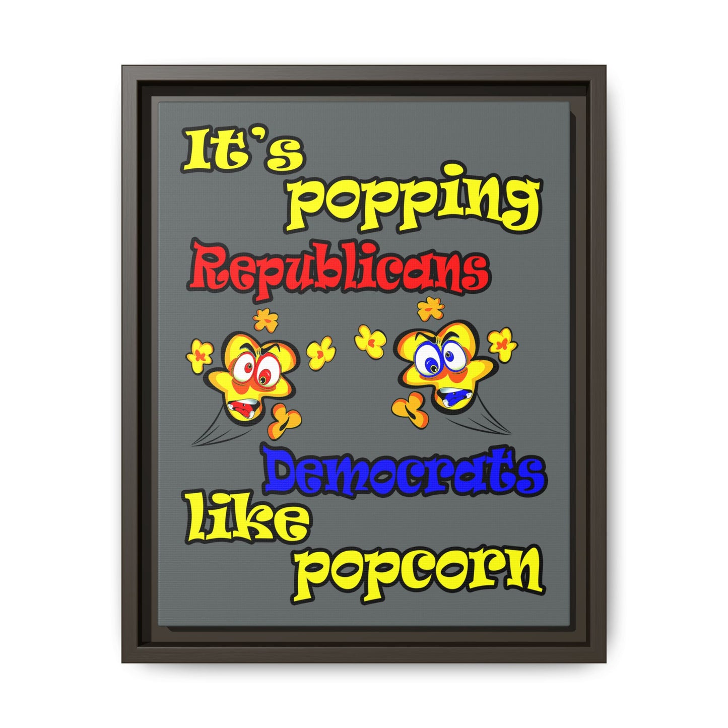 popping like popcorn - framed canvas art (dark grey)