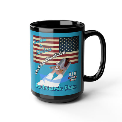 shoot for the stars - Black Mug (turquoise)