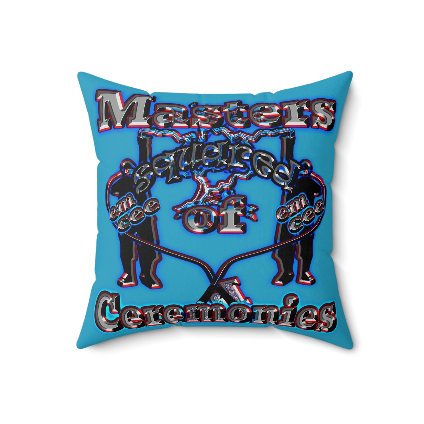 em cee squared - Spun Polyester Square Pillow - (turquoise)