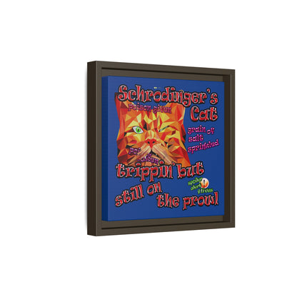 schrodinger's cat - framed canvas art (dark blue)