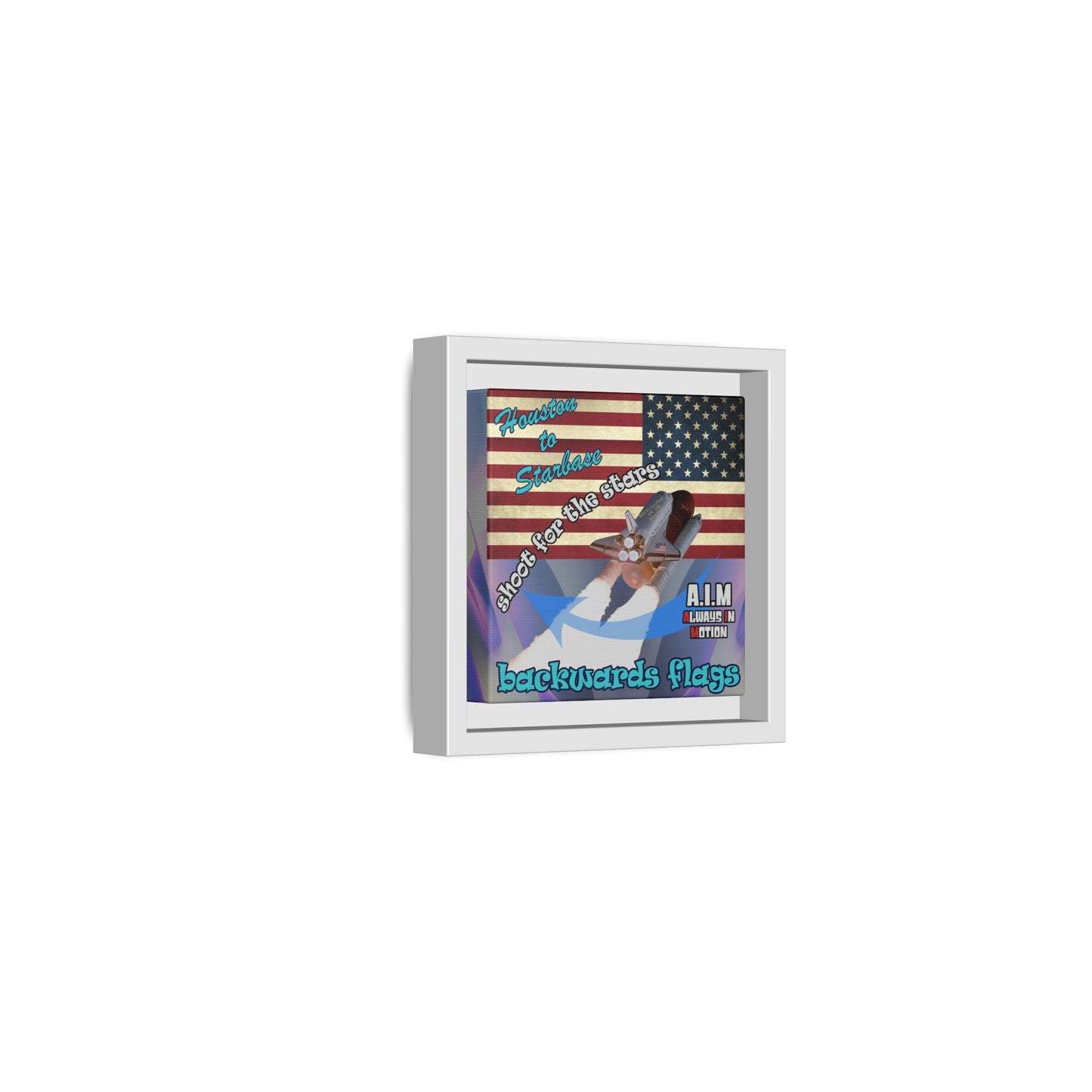 shoot for the stars - framed canvas art (grey-pink wave)