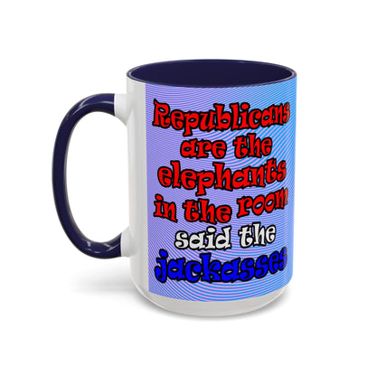 donkeys and elephants - Accent Mug (light blue-purple wave)