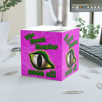 green monster - note cube (pink swirl)