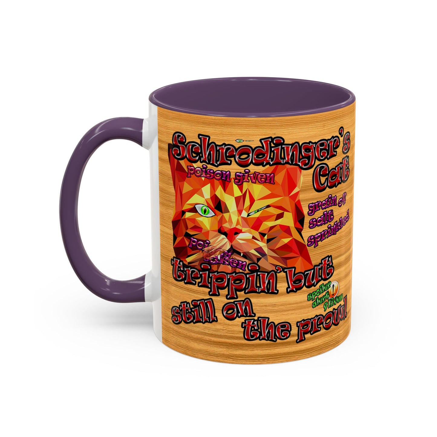 schrodinger's cat - Accent Mug (butterscotch wood finish)