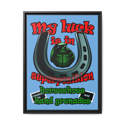 my luck - framed canvas art (light blue)