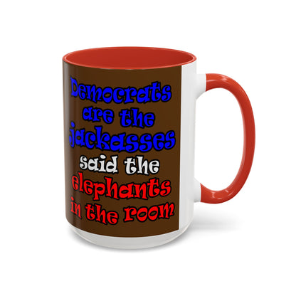 donkeys and elephants - Accent Mug (brown)