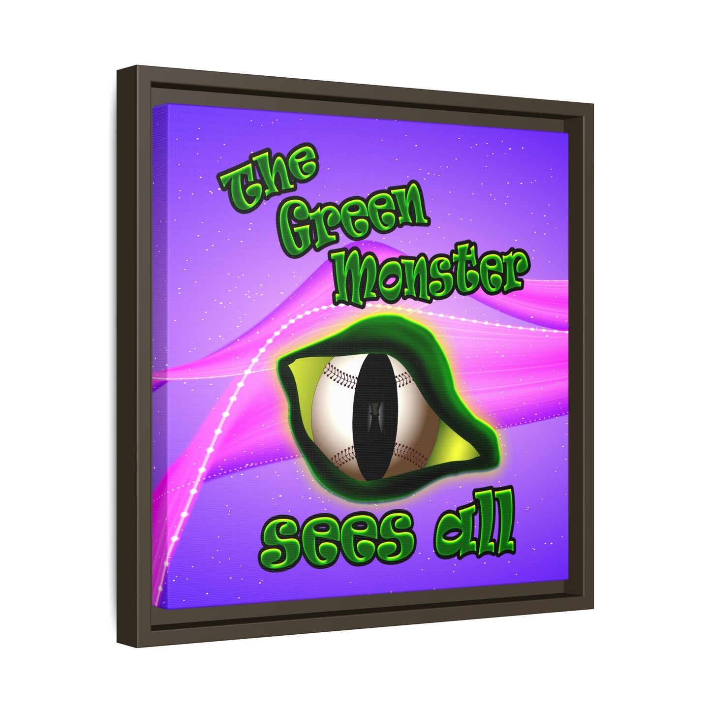 green monster - framed canvas art (purple-pink wave)