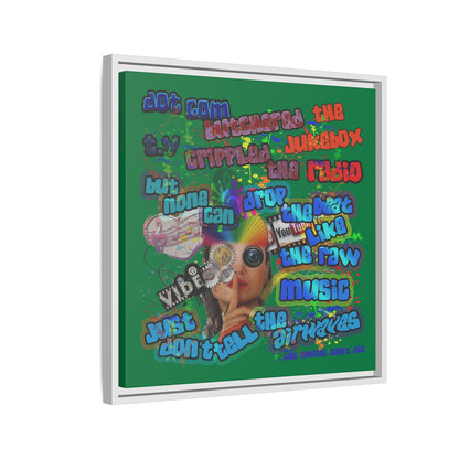 drop the beat - framed canvas art (dark green)