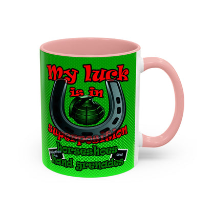 my luck - Accent Mug (logo green)