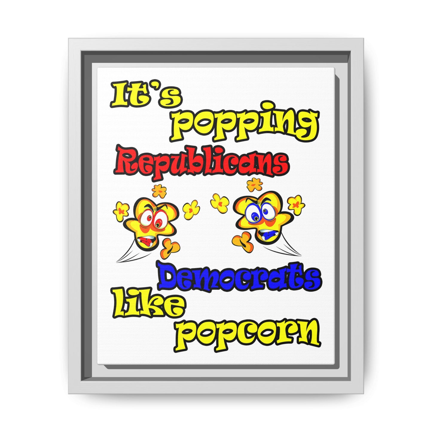 popping like popcorn - framed canvas art (white)