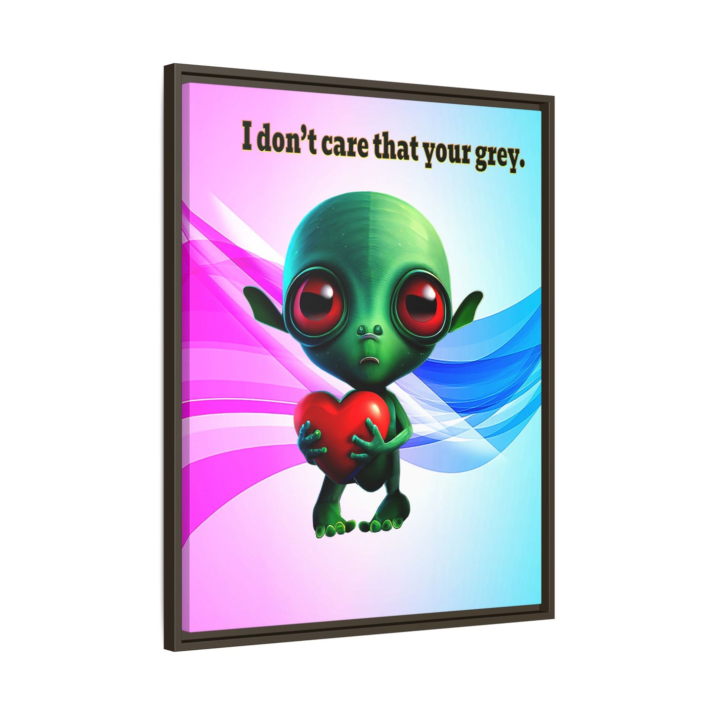 I don't care that your grey - framed canvas art (light blue-pink wave)