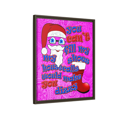 santa's shoes - framed canvas art (pink swirl)