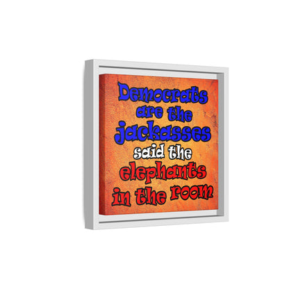 donkeys and elephants - framed canvas art (burnt orange)