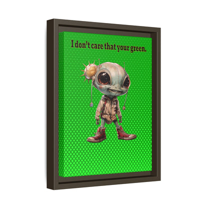 I don't care that your green - framed canvas art (logo green)
