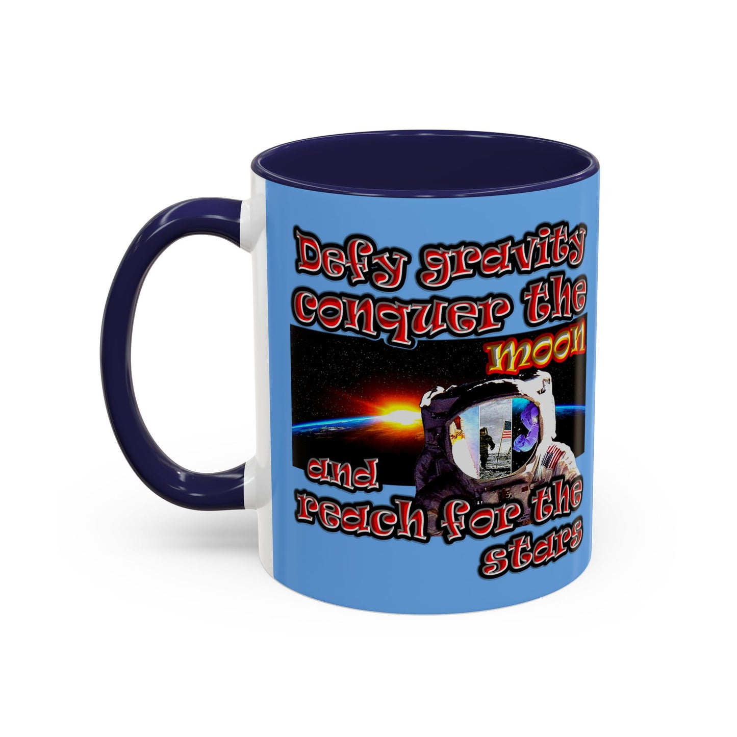 defy conquer reach - Accent Mug (light blue)