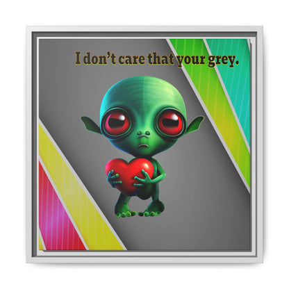 I don't care that your grey - framed canvas art (rainbow split)