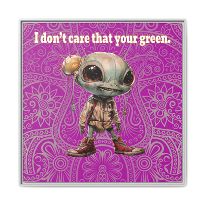I don't care that your green - framed canvas art (pink swirl)