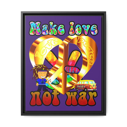 love peace - framed canvas art (purple)