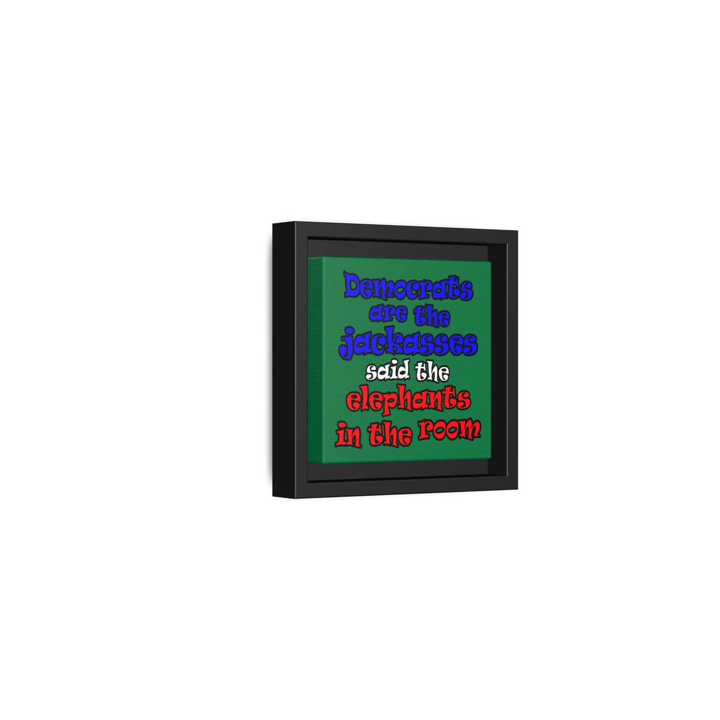 donkeys and elephants - framed canvas art (dark green)