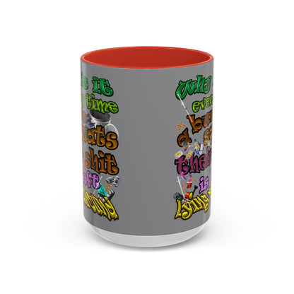 the bum's shit - Accent Mug (grey)